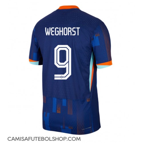 Camisa de time de futebol Holanda Wout Weghorst #9 Replicas 2º Equipamento Europeu 2024 Manga Curta